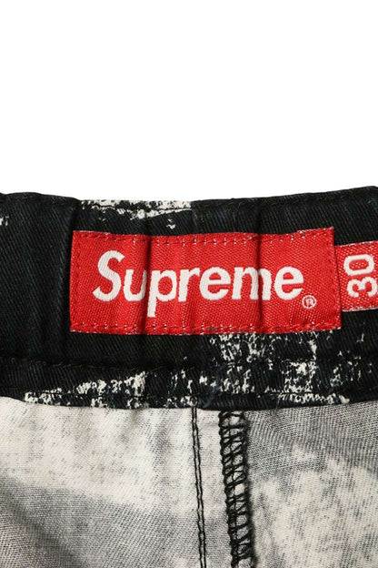 SUPREME Block Printed Cotton Shorts Black/White Size 30