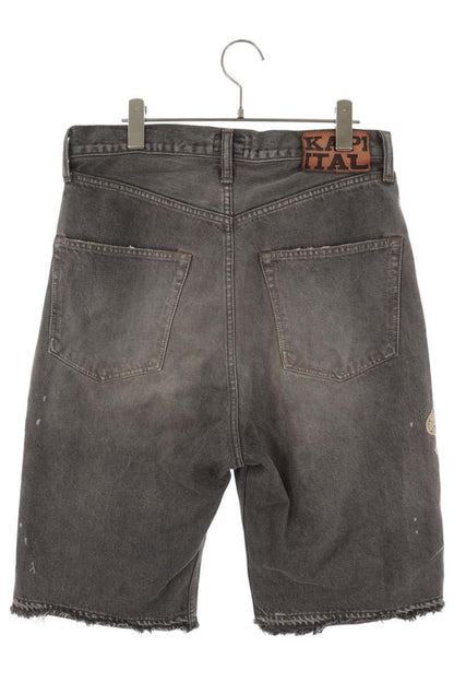 KAPITAL Bone Embroidered Denim Shorts Black Size 32