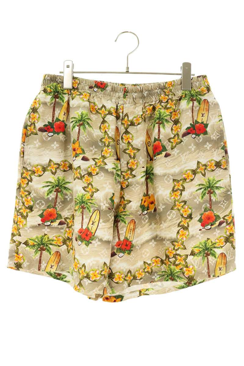 LOUISVUITTON 24AW Monogram Flower Silk Shorts Beige Size 48