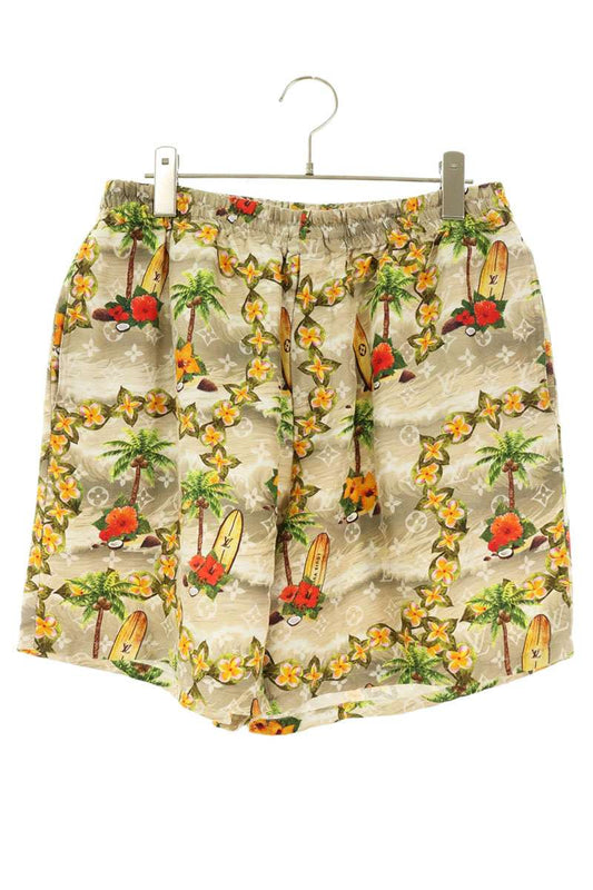 LOUISVUITTON 24AW Monogram Flower Silk Shorts Beige Size 48