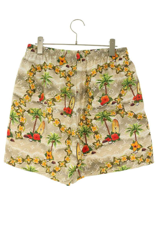 LOUISVUITTON 24AW Monogram Flower Silk Shorts Beige Size 48