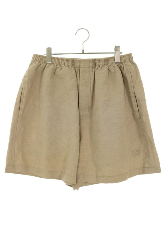 BALENCIAGA Cotton Linen Shorts Beige Button Fly Size M
