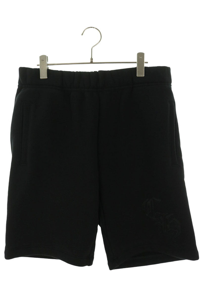 Chrome Hearts CH Logo Embroidered Sweat Shorts Black Sweatshirt Size M