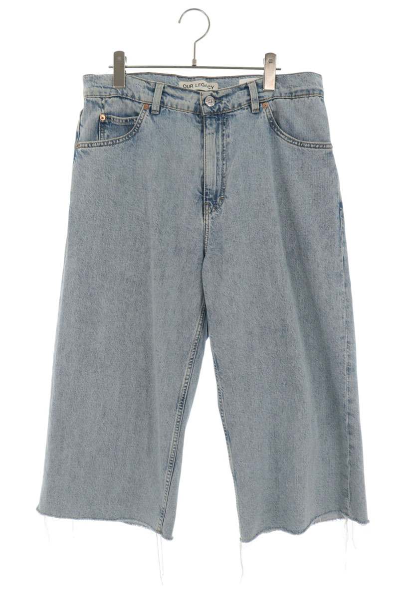 OUR LEGACY Washed Capri Cut Denim Shorts Indigo Size 46
