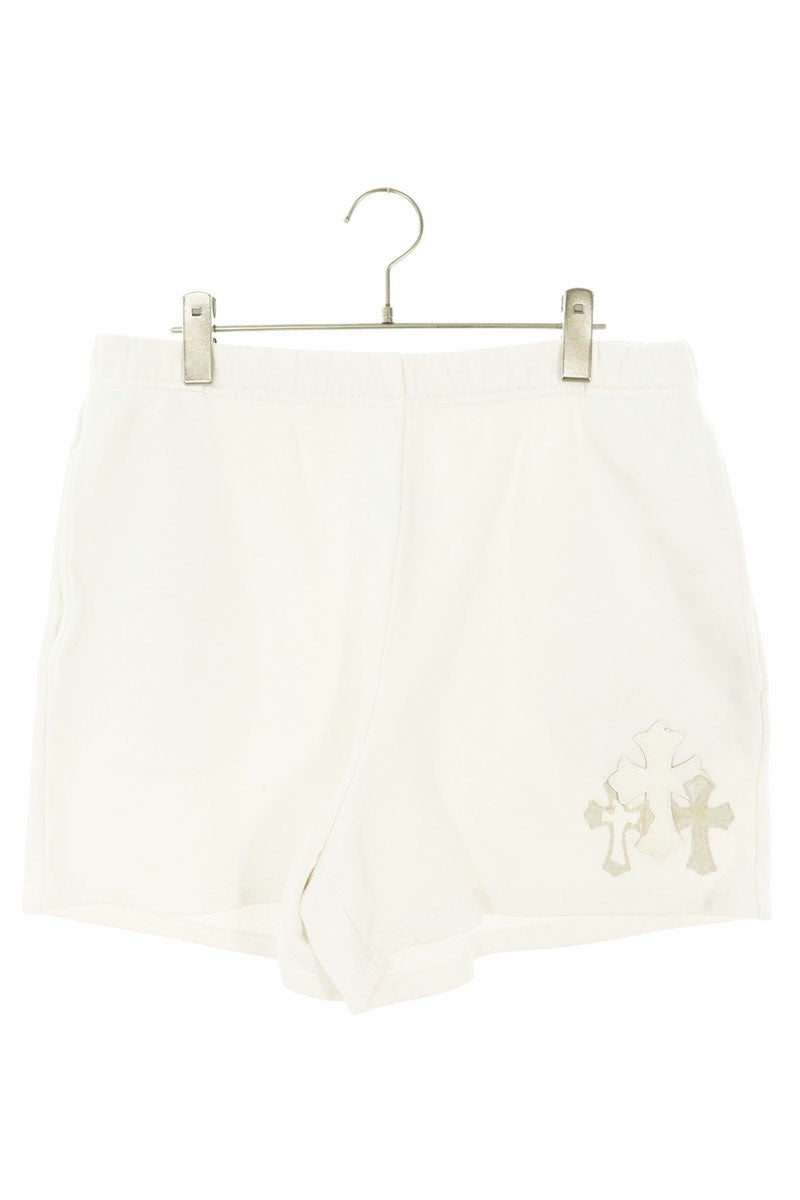 Chrome Hearts 3 Cemetery Leather Patch Shorts White Size M