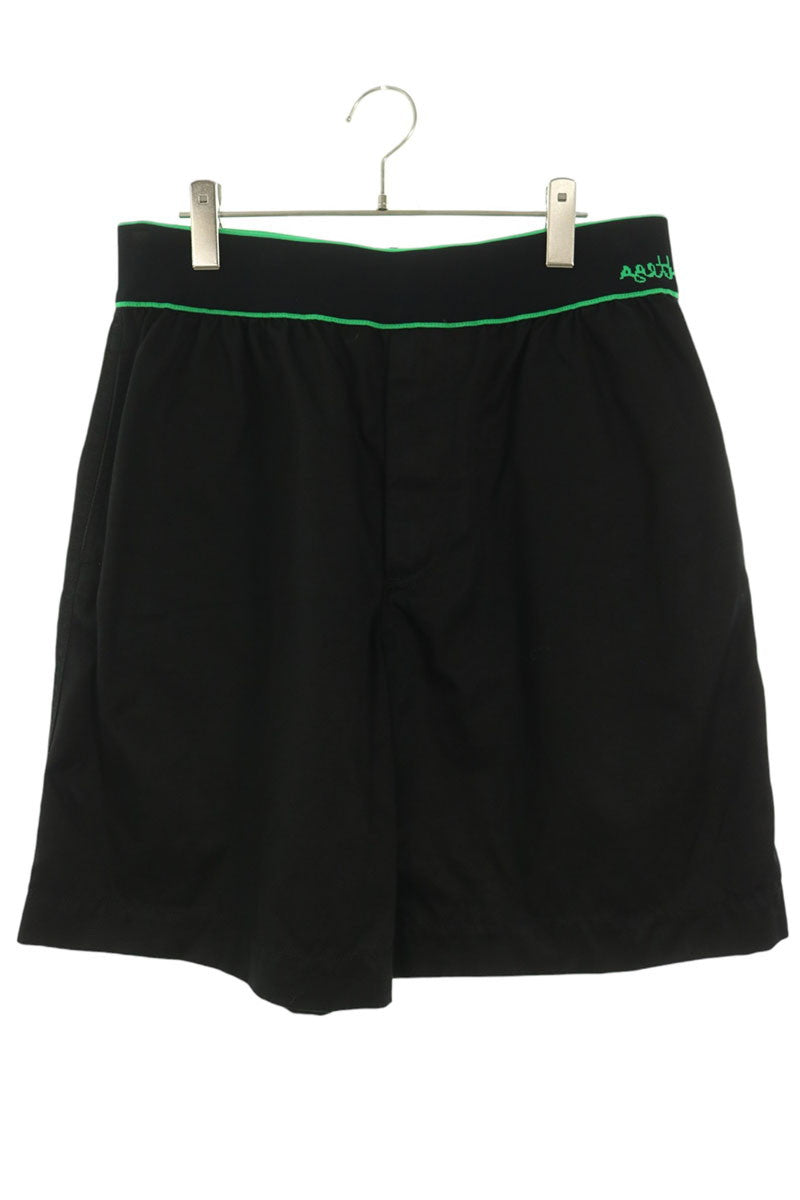 BOTTEGA VENETA Waist Panel Cotton Shorts Black Green Size M