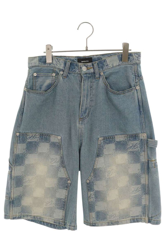 BREATH 26SS Monogram Double Knee Denim Shorts Blue Size S