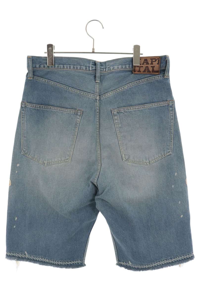 KAPITAL Bone Embroidered Denim Shorts Indigo Size 36
