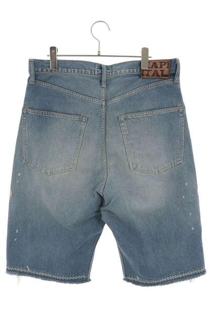 KAPITAL Bone Embroidered Denim Shorts Indigo Size 36