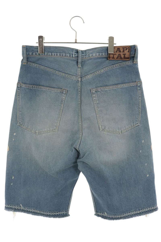 KAPITAL Bone Embroidered Denim Shorts Indigo Size 36