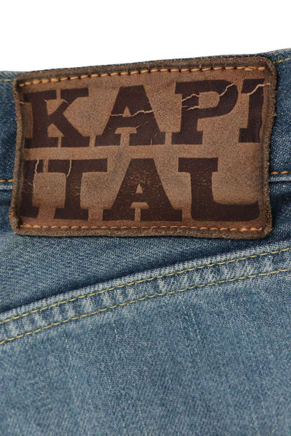 KAPITAL Bone Embroidered Denim Shorts Indigo Size 36