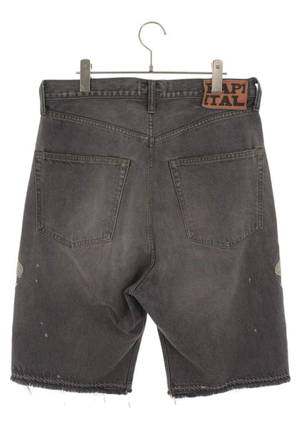 KAPITAL Bone Embroidered Denim Shorts Black Size 34