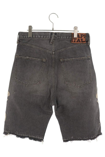 KAPITAL Bone Embroidered Denim Shorts Black Size 32