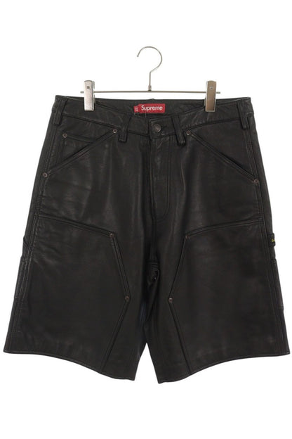 SUPREME 26SS Leather Double Knee Shorts Black Size 32