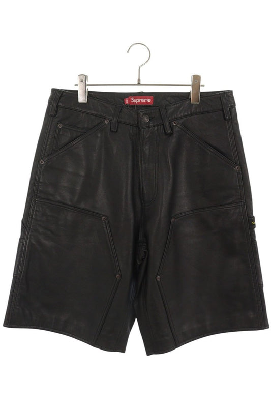 SUPREME 26SS Leather Double Knee Shorts Black Size 32