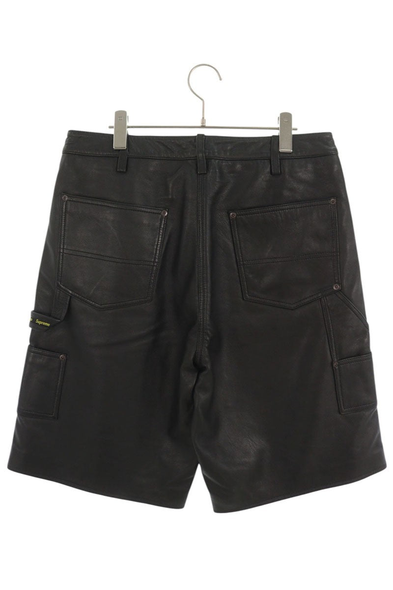 SUPREME 26SS Leather Double Knee Shorts Black Size 32