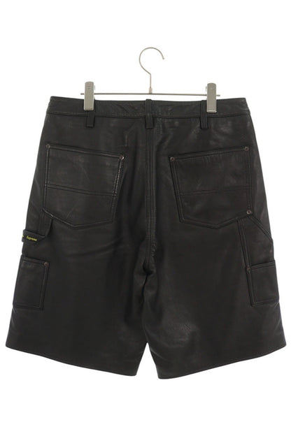 SUPREME 26SS Leather Double Knee Shorts Black Size 32
