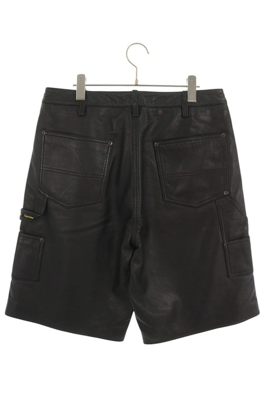 SUPREME 26SS Leather Double Knee Shorts Black Size 32