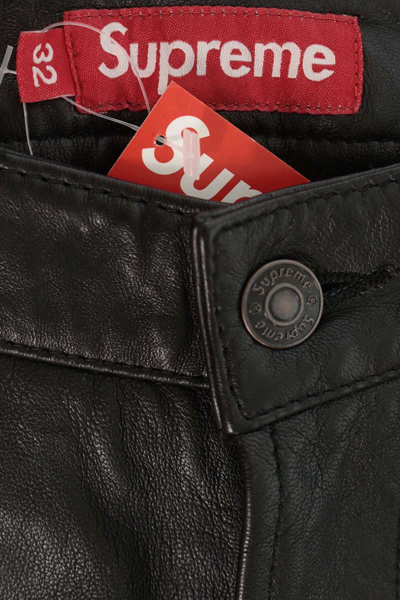 SUPREME 26SS Leather Double Knee Shorts Black Size 32