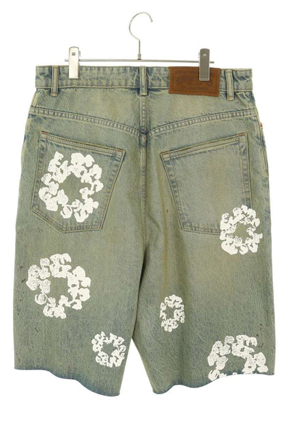 DENIM TEARS Floral Print Denim Shorts Blue Size 34