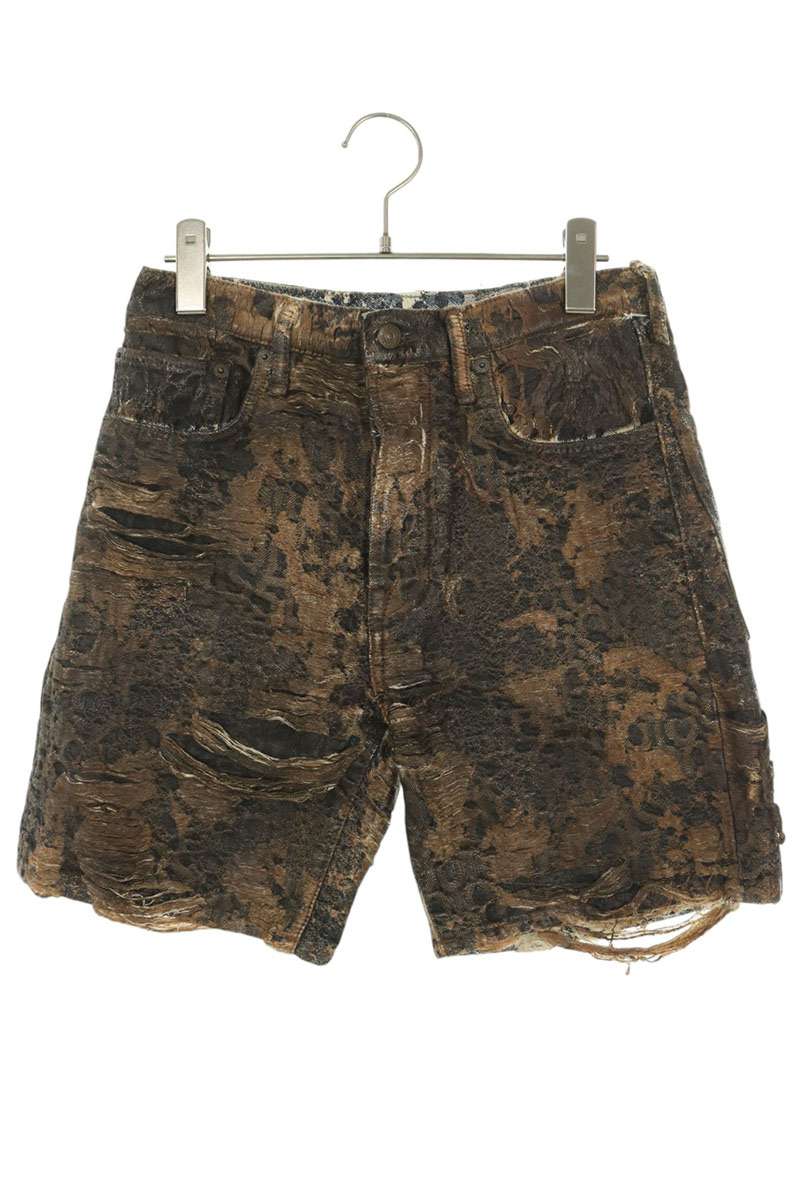 ACNE STUDIOS Loose Fit Monogram Denim Shorts Brown Size 44