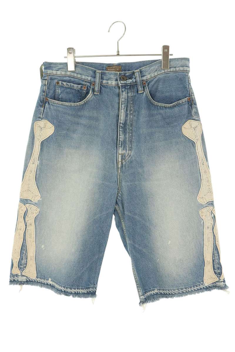 KAPITAL Bone Embroidery Denim Shorts Blue Size 32