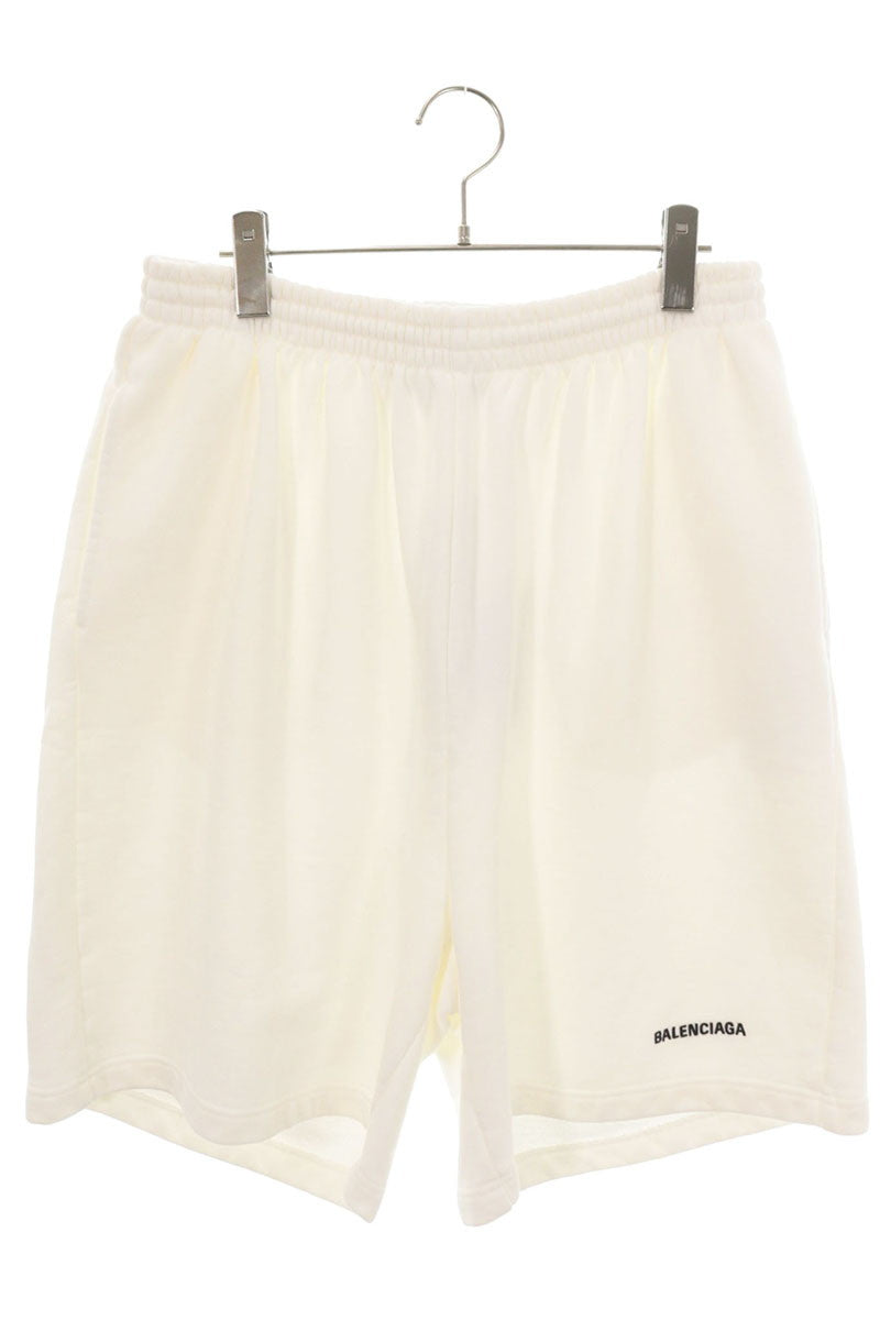 BALENCIAGA Logo Embroidery Sweat Shorts White Sweatshirt Size XS