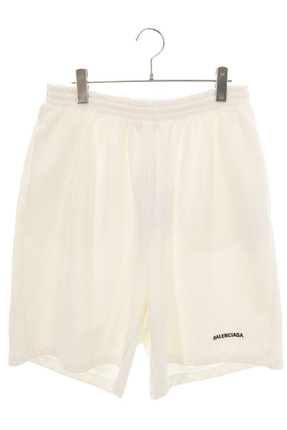 BALENCIAGA Logo Embroidery Sweat Shorts White Sweatshirt Size XS
