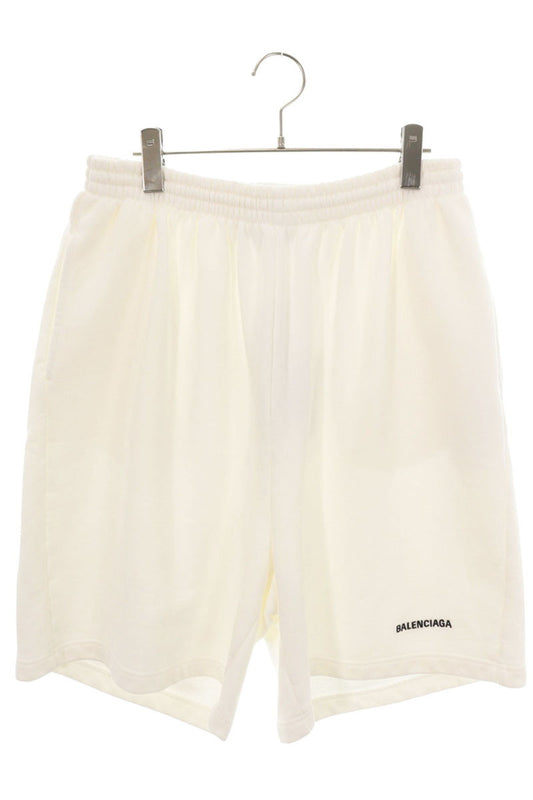 BALENCIAGA Logo Embroidery Sweat Shorts White Sweatshirt Size XS
