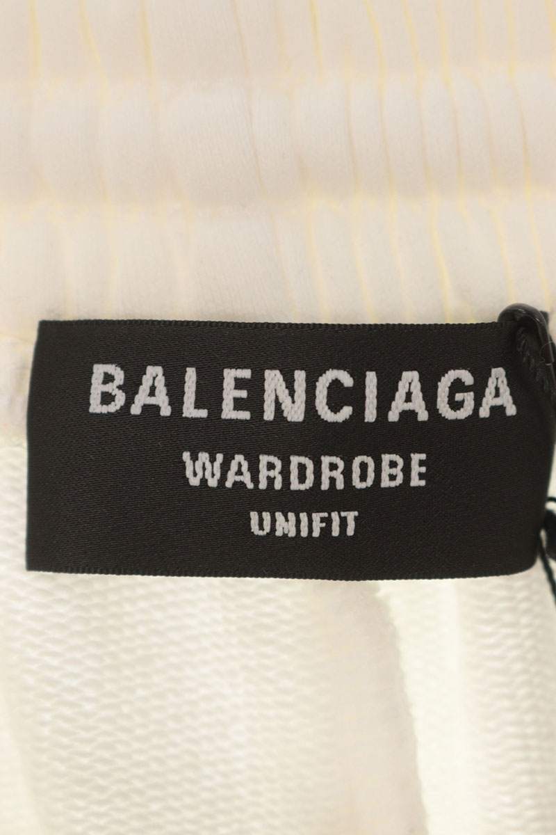 BALENCIAGA Logo Embroidery Sweat Shorts White Sweatshirt Size XS