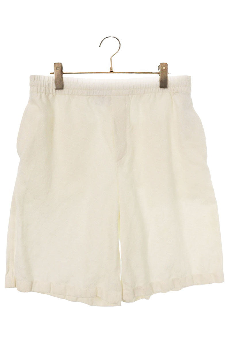 GUCCI GG Logo Pattern Linen Blend Shorts White Size 48