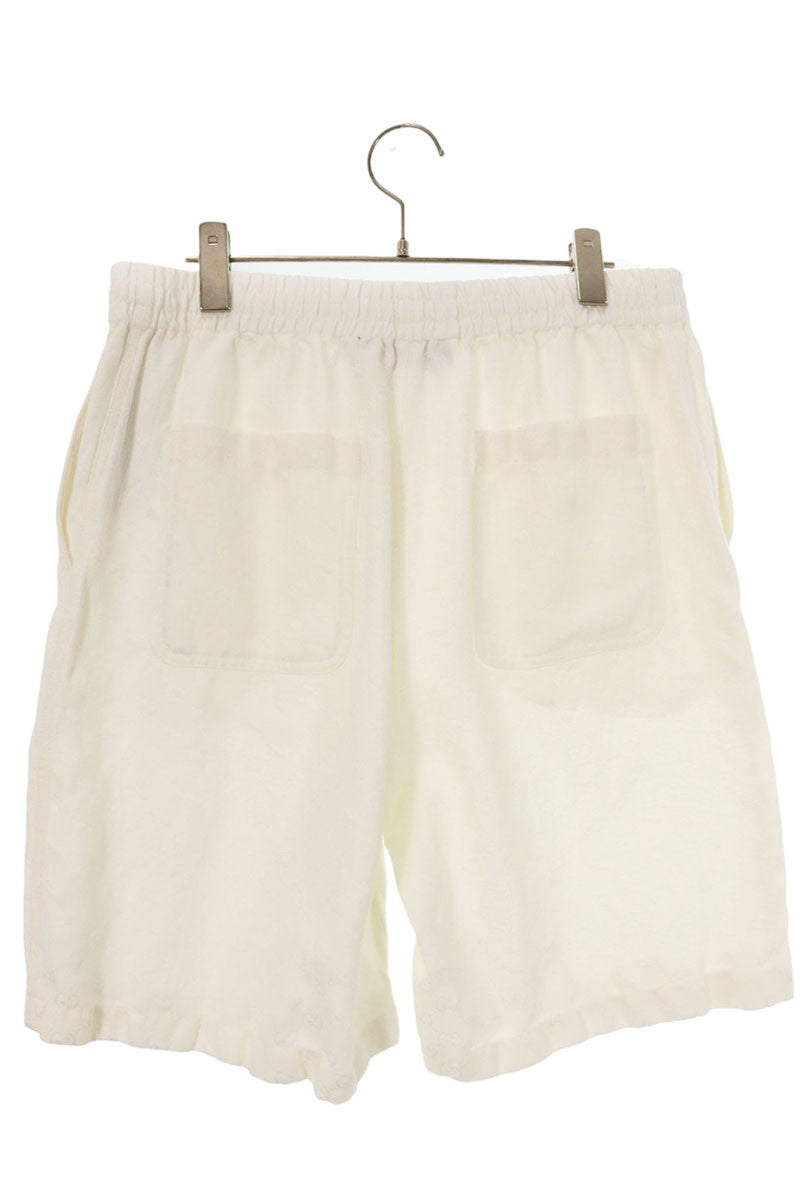 GUCCI GG Logo Pattern Linen Blend Shorts White Size 48