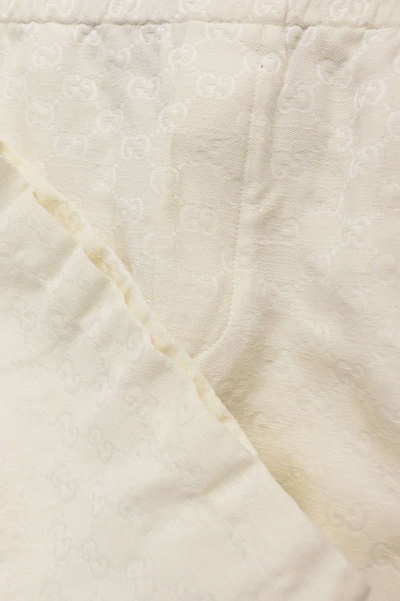 GUCCI GG Logo Pattern Linen Blend Shorts White Size 48