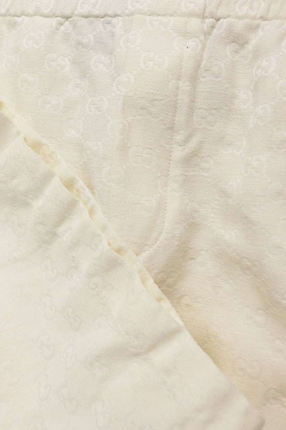 GUCCI GG Logo Pattern Linen Blend Shorts White Size 48