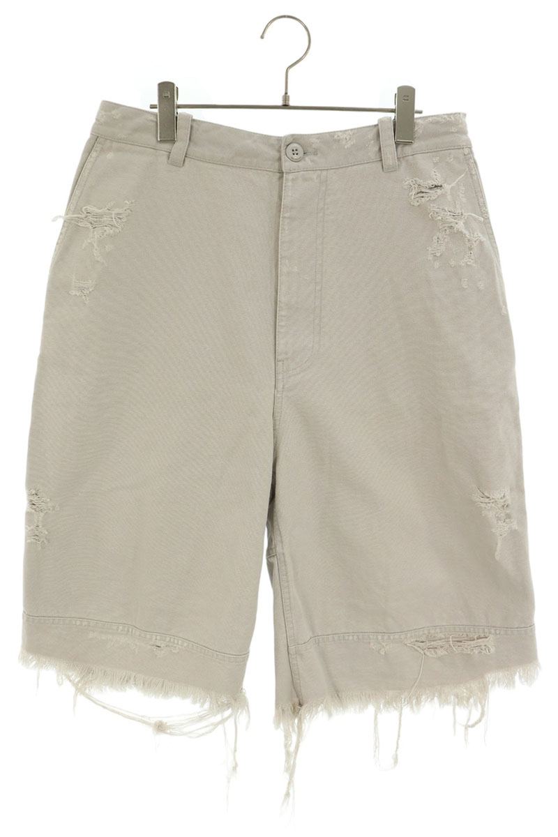 BALENCIAGA Distressed Shorts Beige Size XXS