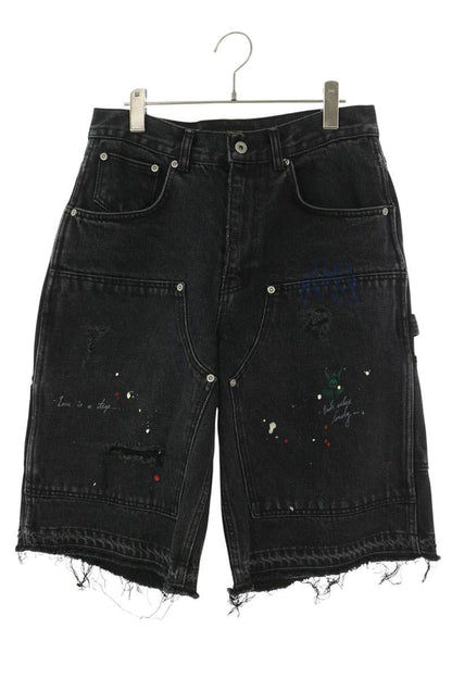 BLACKOUT Cotton Double Knee Damaged Shorts Black Size M