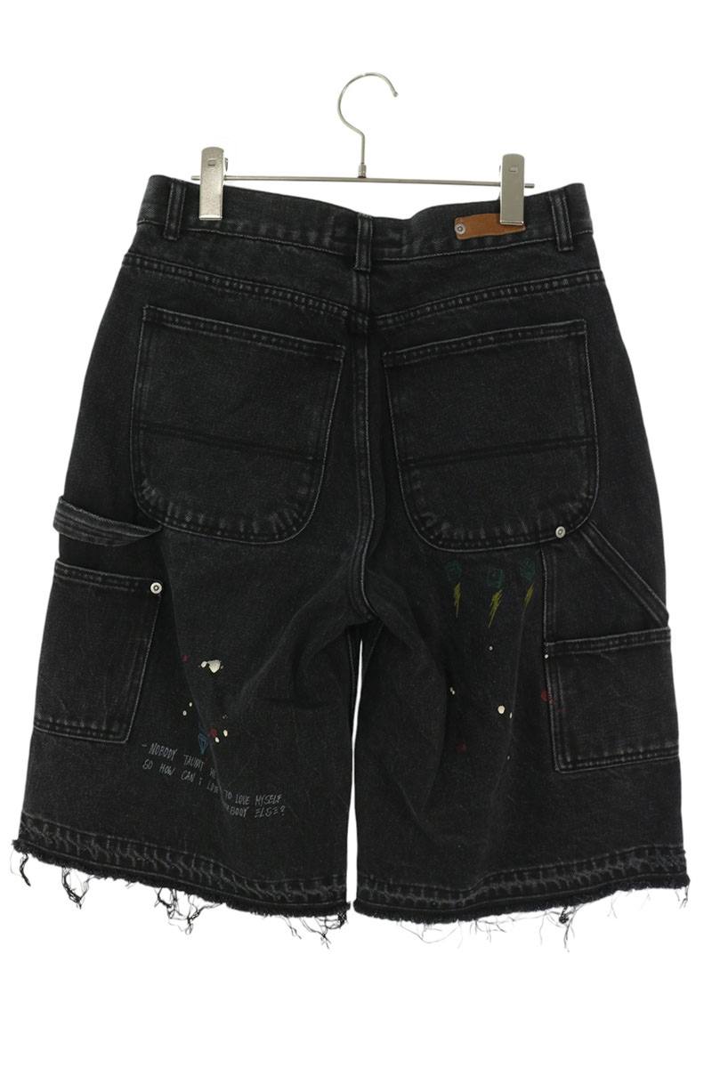 BLACKOUT Cotton Double Knee Damaged Shorts Black Size M