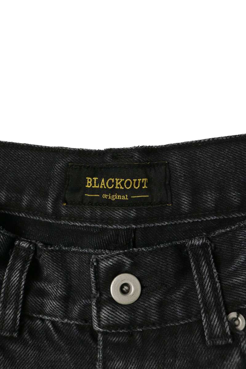 BLACKOUT Cotton Double Knee Damaged Shorts Black Size M