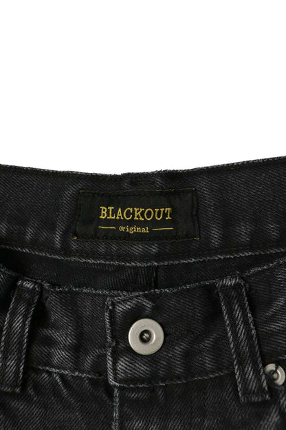 BLACKOUT Cotton Double Knee Damaged Shorts Black Size M