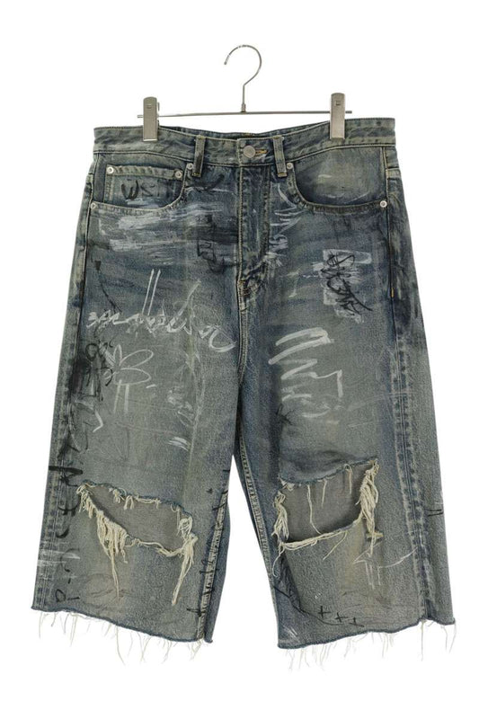 BALENCIAGA Baggy Graffiti Denim Shorts Indigo Size XS