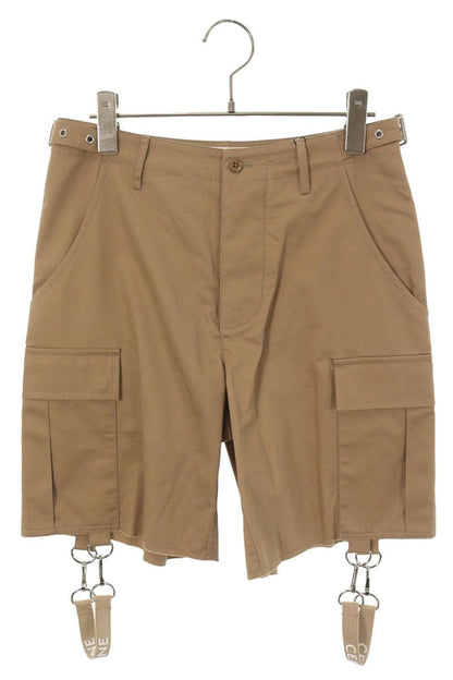 CELINE Logo Strap Cargo Cotton Linen Shorts Beige Size 44
