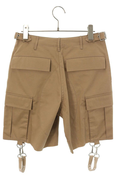CELINE Logo Strap Cargo Cotton Linen Shorts Beige Size 44
