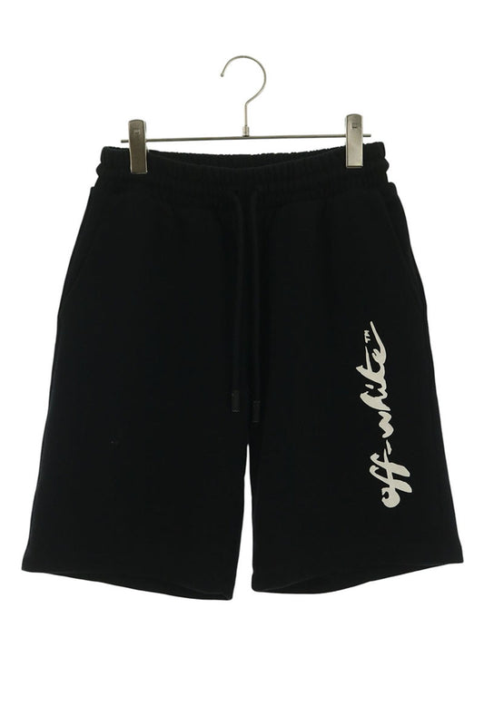 OFF-WHITE Logo Print Sweat Shorts Black Sweatshirt Size S