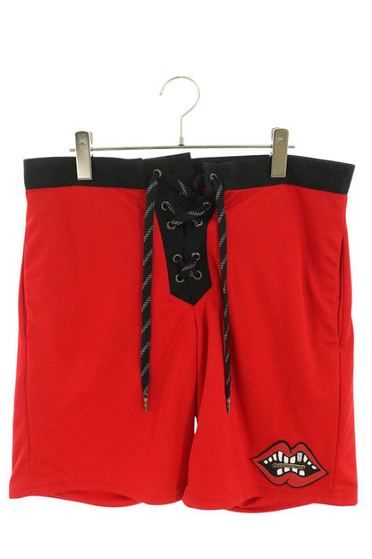 Chrome Hearts Chomper Leather Patch Shorts Red/Silver Size M