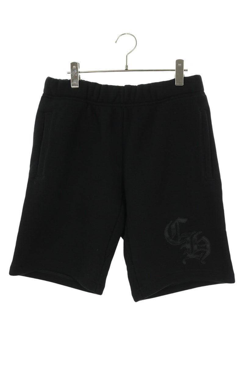 Chrome Hearts CH Logo Embroidered Sweat Shorts Black Sweatshirt Size M