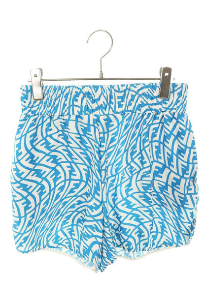 FENDI Silk All-Over Print Shorts Blue Size 44