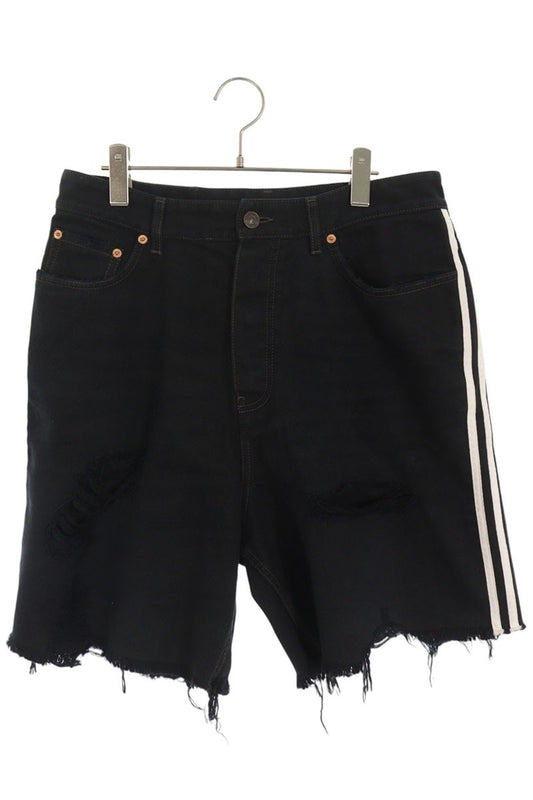 BALENCIAGA x Adidas Three-Line Destroy Denim Shorts Size S