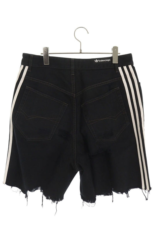 BALENCIAGA x Adidas Three-Line Destroy Denim Shorts Size S