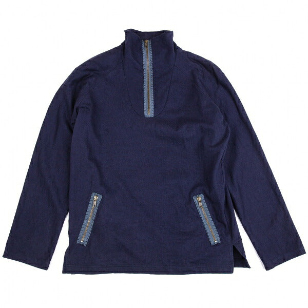 Y's for men Cotton Half-Zip High-Neck Long Sleeve Top Navy Size 3