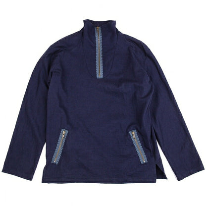 Y's for men Cotton Half-Zip High-Neck Long Sleeve Top Navy Size 3